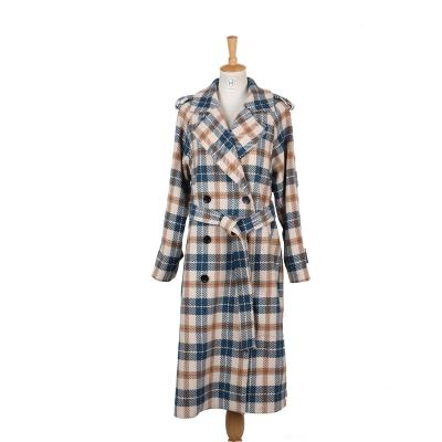 China Viable women's fashion woolen plaid coat, the new grid woolen double-sided coat for sale