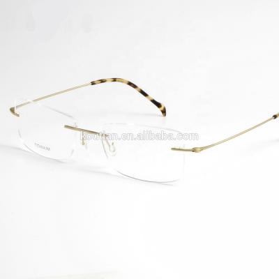 China Rimless Eyewear Low MOQ Spectacle Glass Fashion Sunglasses Frame Titanium Popular Ready Popular High Quality Optical Frames for sale