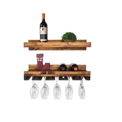 China Sustainable Wooden Wine Glass Hanger Rack wall mounted 35*24.5*17.5cm for sale