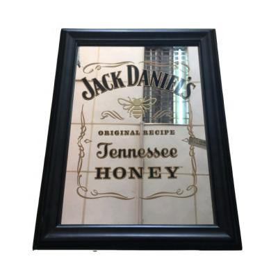 China New Design Decorative Bar Advertising Decorative Rustic Wooden Frame Wall Mirror for sale