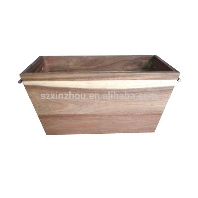 China Customized Champagne Wine Stocked Ice Bucket Buckets, Coolers and Racks Wooden Display Rectangle with Logo Beer Plastic, Natural Wooden OEM for sale