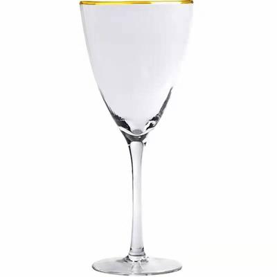 China Sustainble Vintage Glass Tumbler INS Clear Red Wine Goblet Gold Rim Wine Glass Cups for sale