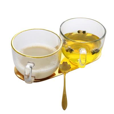 China 2021 New Gold Rim Large Capacity Coffee Breakfast Coffee Mug Multifunctional Office Mug Water Sustainable Fancy Eco-friendly Mug Wholesale for sale