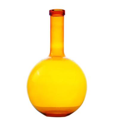 China Cheap Amber Color Glass Vases Centerpiece Stocked Decorative Vase For Home Office for sale