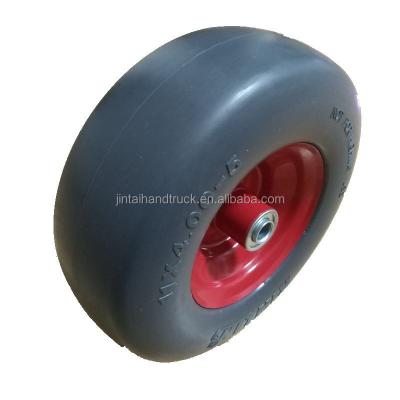 China Construction Material Shop 11 Inch Smooth PU Foam Filled Wheel 11x4.00-5 NO Tread PU Foam Wheel Flat Free Tire 11x400-5 for sale