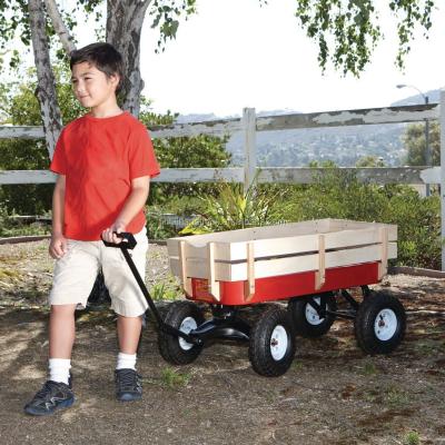 China Tools Garden Wooden Pickup Truck Kids Pull Cart Tool Cart With 4 Wheels for sale