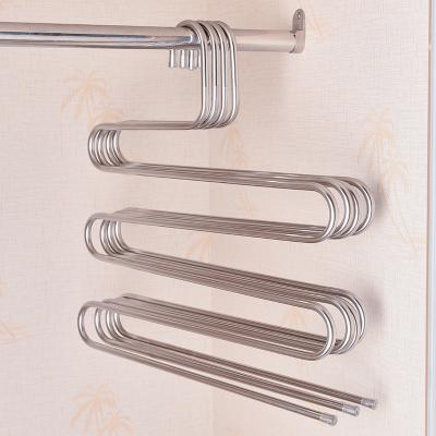 China Universal Storage Stainless Steel Multilayer S-type Pants Racks Magic Pant Hangers Cabinet Hangers Space Saver for sale