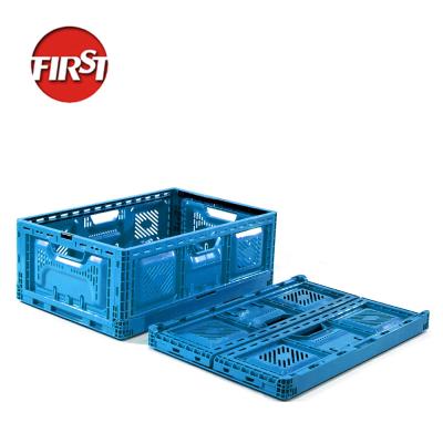 China 600*400*220mm Blue Durable Foldable Storage Farm Plastic Collapsible Crate for Delivery for sale