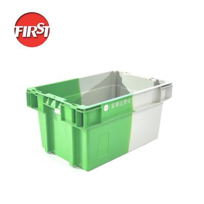 China 45 liter  Storage 2 Color Plastic Crate Moving Turnover Nesting Crate Green Plastic Crates for sale