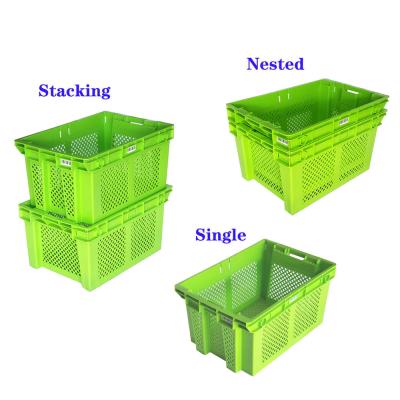 China Plastic Mesh Crates Stackable Turnover Crates voor groenten en fruit 485x360x290mm Te koop