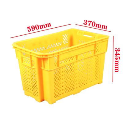 China Voedsel Plastic Basket opslag krat stapelbare verhuisdoos Plastic Fruit krat 590x370x345mm Te koop