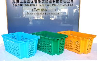 China Mesh Nestable Crate Turnover Plastic Mushroom Crate Stackable Moving Bins for sale