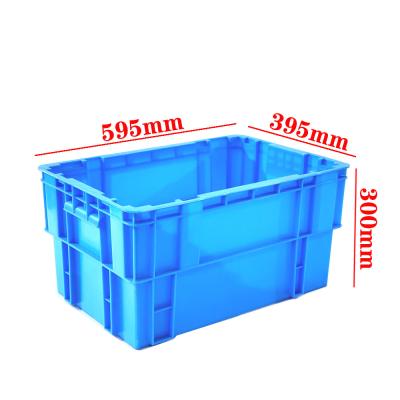 China Stackable Plastic Moving Box Crate Industrial Plastic Produce Crates 595x395x300mm for sale