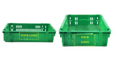 China Mesh Nestable Crate  Plastic Turnover Boxes Stackable Storage Fruits Crate for sale