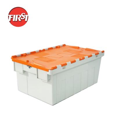 China Container de plástico com tampa acoplada de 600*400*265mm para fácil manuseio logístico à venda