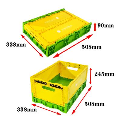 China Heavy Duty Colored Plastic Storage Crates PP Type Folding Size 508x338x100mm for sale