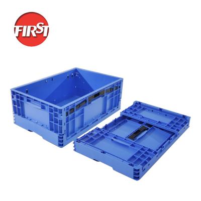 China 600*400*230mm Folding Storage Box Stackable Plastic Produce Moving Crates for sale