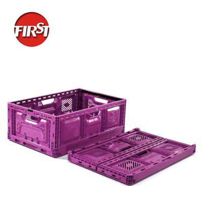 China Collapsible Stackable Plastic Fruit Crates Foldable and Internal Size 570*370*210mm for sale