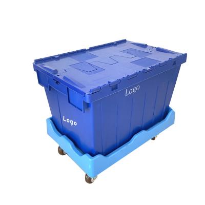 China Heavy Duty Collapsible Plastic Crates With Lids Reusable Moving Boxes for sale