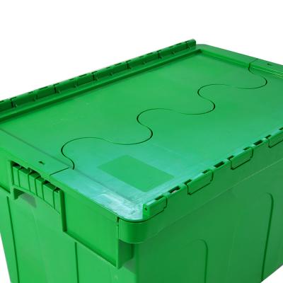 China Large Plastic Storage Crates With Lids Nesting In Logistic Storage Box for sale