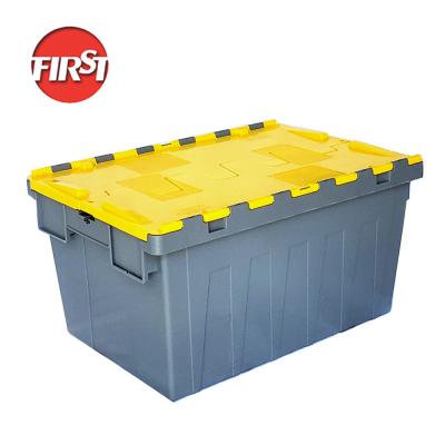 China 56L Milk Plastic Storage Crates Stackable Logistic Transport PP Heavy Duty Containers for sale