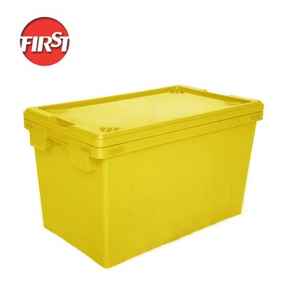 China Collapsible Stackable Plastic Milk Crates Reusable Moving Boxes With Lids Injection for sale