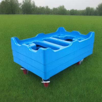 China Lightweight Design Attached Lid Nestable Crate Plastic Platform Dolly for sale