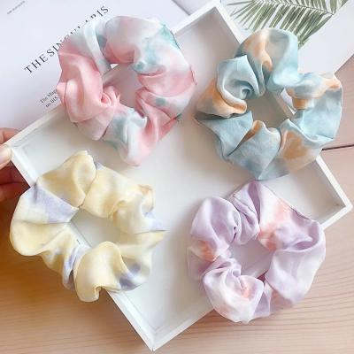 China Fashion Rainbow Colors Elastic Scrunchies Ponytail Holder Hair Rope Tie Foot For Women Girls Hair Band Rope Cloth Hair Accessories for sale