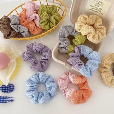 China Wholesale Fashion Cute Korean Women Elastic Hair Bands Scrunchies For Girls Soft Knitted Hair Rope Cream Color Hair Ties for sale