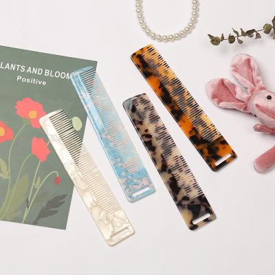 China Comfortable Korean Turtle Design Shell Resin Acrylic Hollow Hair Comb Leopard Print Marble Pattern Acrylic Acetate Hair Comb for sale