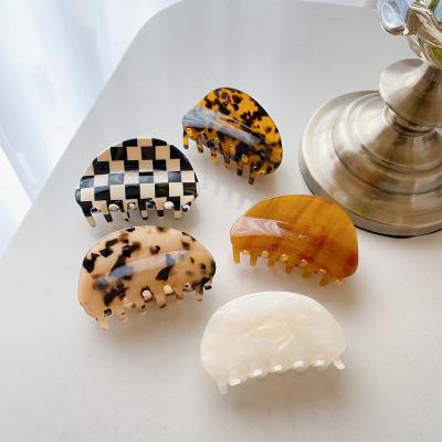 China 2022 New 8.7cm Plaid Decoration Hair Claw Large Cellulose Acetate Hair Claw Hair Claws For Women for sale