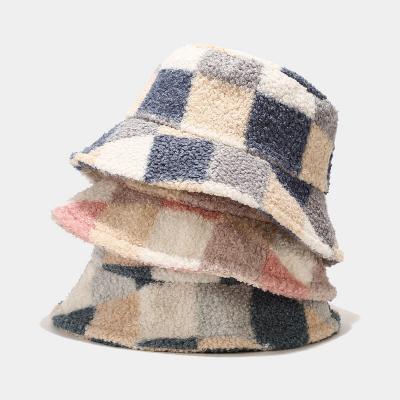 China Wholesale 2021 Character New Retro Checked Soft Plush Felt Hat Leopard Print Winter Fisherman Hat Women Bucket Hat for sale