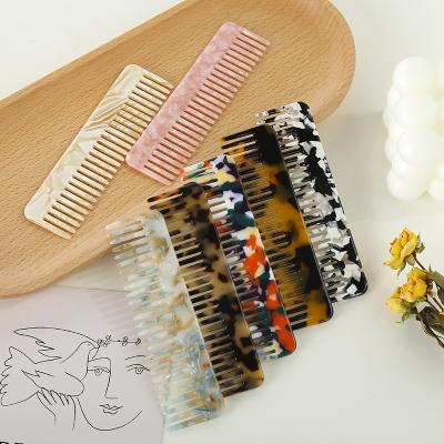 China White Pink Tortoise Shell Resin Leopard Print Hair Acetate Thickness Comfortable Colorful Acrylic Marble Pattern Hair Comb for sale