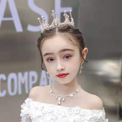 China Professional Supplier Baroque Rhinestone Hair Accessories Handmade Crystal Children's Tiara Girls Crown Tiara Crown for sale