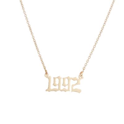 China Simple Necklace 2021 Hiphop Factory Wholesale Women Women Jewelry Year Of Necklace 18K Gold Plated Stainless Steel Year Number Pendant Necklaces for sale