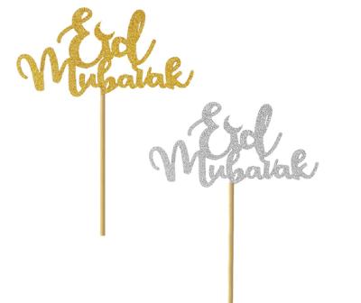 China Eid Mubarak Paper Cupcake Topper for Eid Party Decorations EID Cake Toppers Lesser Bairam for sale