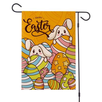 China 2020 Party Decoration Rabbit For Happy Egg Easter Decoration Party Supplies Easter Customized Waterproof Thicken Jote Easter Garden Canvas Flag for sale