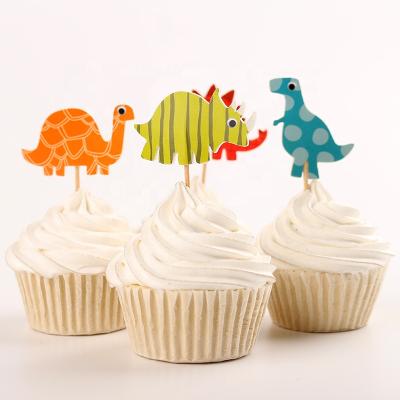 China Dinosaur Paper Cupcake Topper for Boy Birthday Party Decorations for Baby Show Cake Toppers for sale