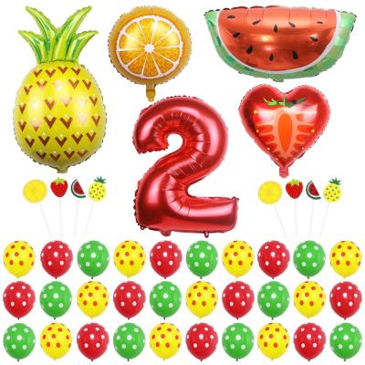 China Party Decoration Plumbers 2nd Birthday Party Decorations Sets For Kids 2nd Birthday Baby Shower Summer Fruits Theme Party Supplies for sale