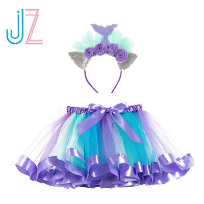 China Breathable Mermaid Dress Rainbow Tutu Skirt Set With Headband Mermaid Birthday Tutu Skirt Birthday Party Supplies Costumes Set for sale