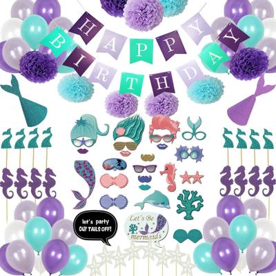 China Party Decoration Mermaid Balloons Mermaid Set Party Supplies 102 Pcs Birthday Decoration Photo Props For Girls Birthday Party Baby Shower for sale