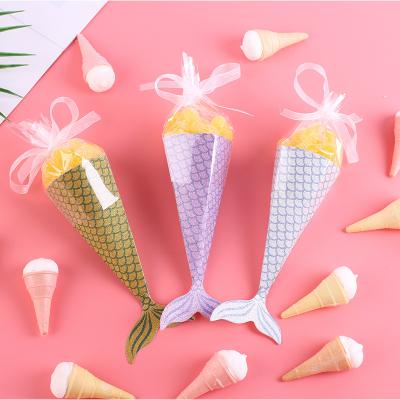 China Party Decoration Mermaid Favor Bags Set of 20 Mermaid Party Favor Bags Candy Paper Boxes for Kids Baby Shower Mermaid Birthday Party Supplies for sale