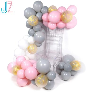 China Party Decoration 70 Pcs 12 Inch Pink Gray White Baby Pink White Gold Confetti Balloons For Party Decorations Wedding Birthday for sale