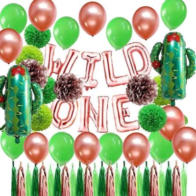 China Rose Gold Wild One Kids Party Decoration First Birthday Party Decoration Set 1st Bday Safari Zoo Jungle Themed Kids Banner Kit for sale