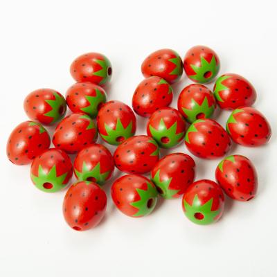 China DIY Gift Cute Wooden Beads Highly Polished Natural Strawberry Wood Beads Loose Spacer Beads For Jewelry Making Home Decoration Crafts for sale