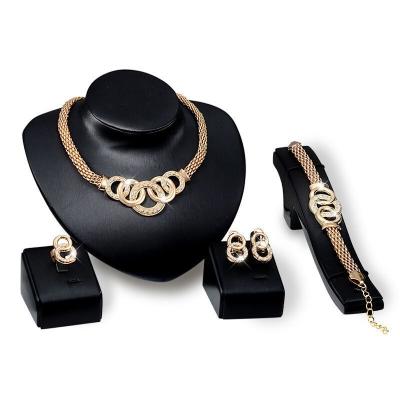 China Factory Wholesale High Quality Fashion Jewelry Set Jewelry Hook Pendants Dubai Fine Jewelry Set 4 Pieces Earring Bracelet Necklace Ring Jewelry Set for sale