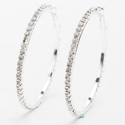 China Luxury Crystal Diamond Rhinestone Big Hoop Punk Earrings S925 needles faux stone shiny jewelry ANTI-ALLERGIC punk earrings for sale