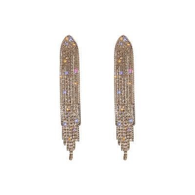 China CLASSIC ANTI-ALLERGIC Fashion Earrings Tennis Tassel Dangle Long Earring S925 Crystal Zircon Needle Rhinestone Tennis Fringe Earrings for sale