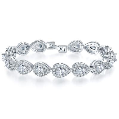 China FASHIONABLE Zircon Water Drop Tennis Bracelet Female Wedding Silver Fashion Jewelry for sale