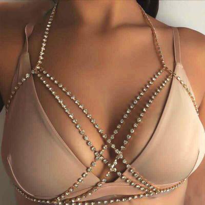 China TRENDY Body Chain Rhinestone Glister Jewelry Fashion Bikinis Bra Body Chain Women Jewelry for sale